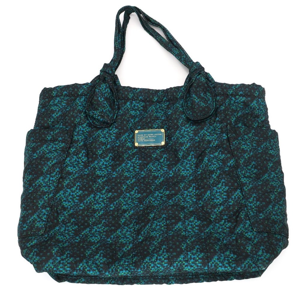 Marc Jacobs Workwear Bag Nylon Quilt Large Knot Tote Terrance Parakeet Purse